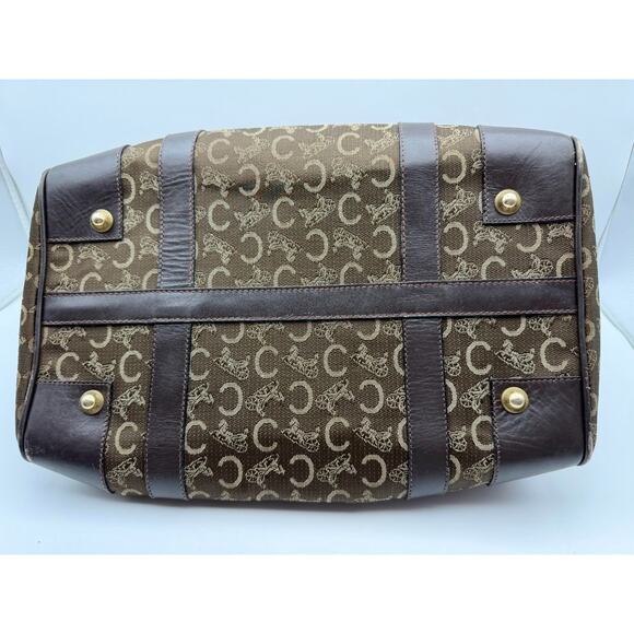 CELINE Vintage Macadam Sulky Boston Bag Brown Canvas Leather Purse | COA - Picture 11 of 16